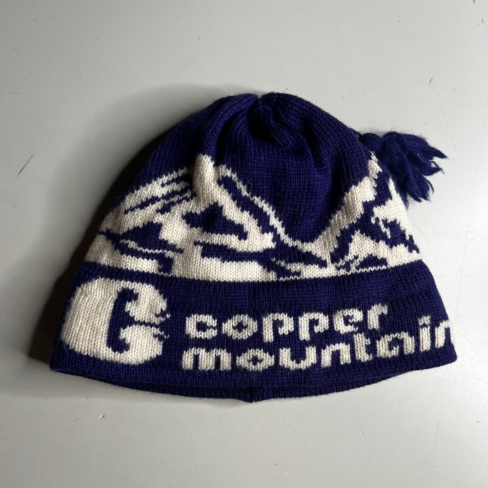 Vermont Originals Copper Mountain Wool Beanie Purple Mountain Tassel Hat USA